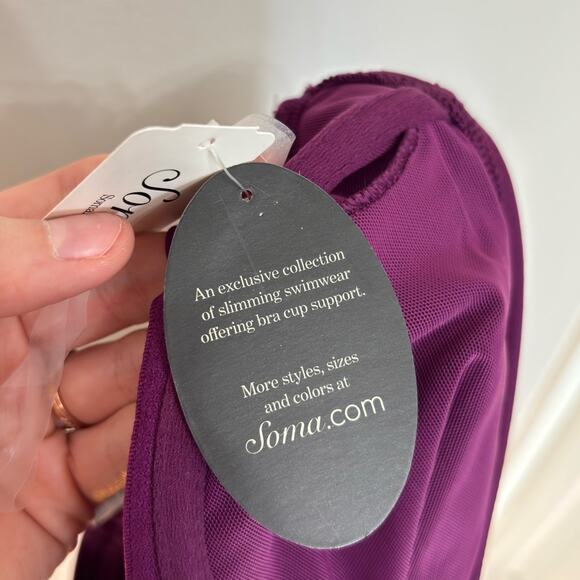 NWT Soma Swim Convertible Halter Bra Cup Sized Tankini Top in Henna Plum 34B - Picture 9 of 11